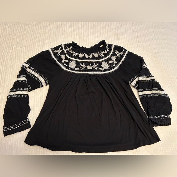 Maeve by Anthropologie Black Winona Embroidered Blouse Sz M - Picture 4 of 13